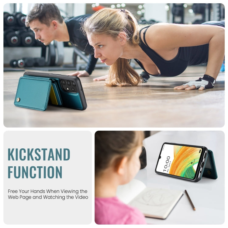 For Samsung Galaxy A33 5G JEEHOOD J05 Business Magnetic Style RFID Leather Phone Case(Blue Green) - Galaxy Phone Cases by JEEHOOD | Online Shopping UK | buy2fix