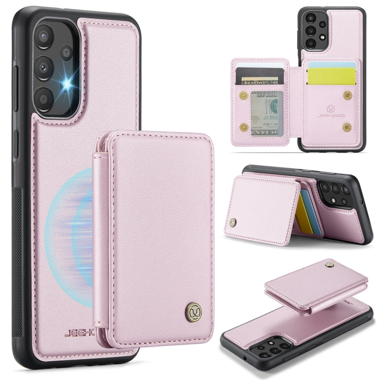 For Samsung Galaxy A33 5G JEEHOOD J05 Business Magnetic Style RFID Leather Phone Case(Pink) - Galaxy Phone Cases by JEEHOOD | Online Shopping UK | buy2fix