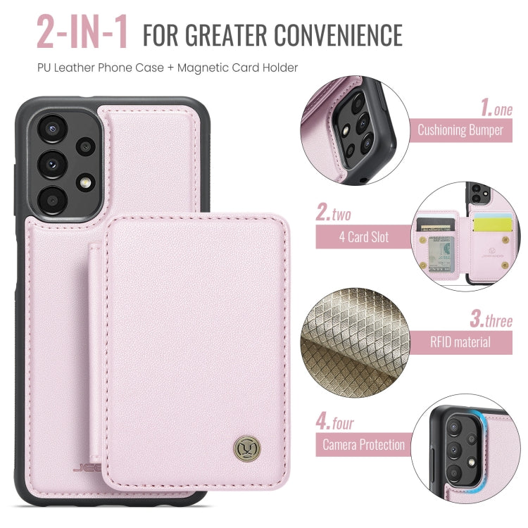 For Samsung Galaxy A33 5G JEEHOOD J05 Business Magnetic Style RFID Leather Phone Case(Pink) - Galaxy Phone Cases by JEEHOOD | Online Shopping UK | buy2fix