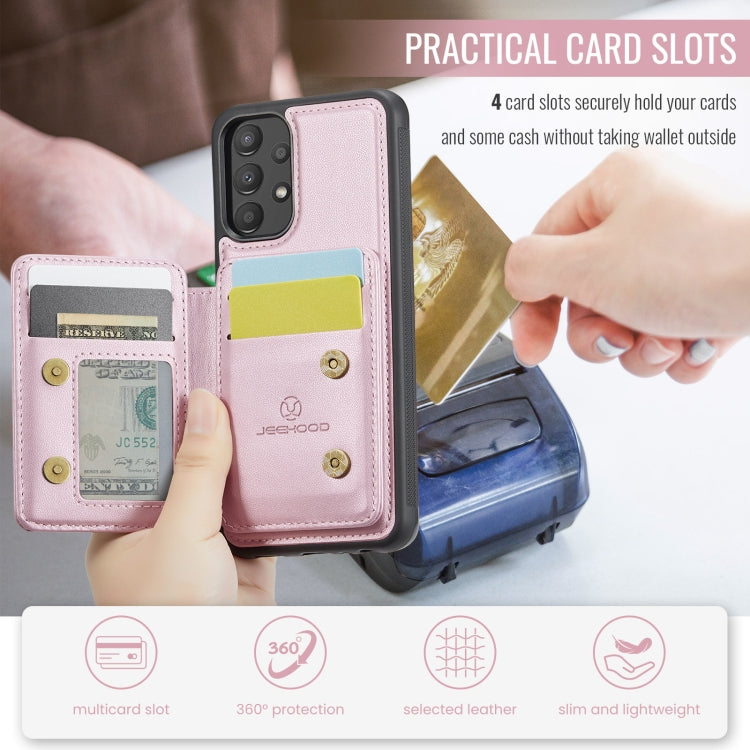 For Samsung Galaxy A33 5G JEEHOOD J05 Business Magnetic Style RFID Leather Phone Case(Pink) - Galaxy Phone Cases by JEEHOOD | Online Shopping UK | buy2fix