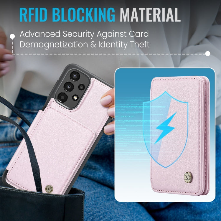 For Samsung Galaxy A33 5G JEEHOOD J05 Business Magnetic Style RFID Leather Phone Case(Pink) - Galaxy Phone Cases by JEEHOOD | Online Shopping UK | buy2fix