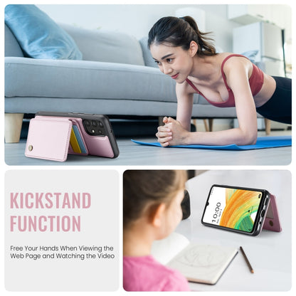 For Samsung Galaxy A33 5G JEEHOOD J05 Business Magnetic Style RFID Leather Phone Case(Pink) - Galaxy Phone Cases by JEEHOOD | Online Shopping UK | buy2fix