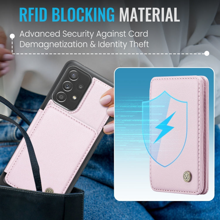 For Samsung Galaxy A53 5G JEEHOOD J05 Business Magnetic Style RFID Leather Phone Case(Pink) - Galaxy Phone Cases by JEEHOOD | Online Shopping UK | buy2fix