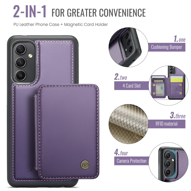 For Samsung Galaxy A34 5G JEEHOOD J05 Business Magnetic Style RFID Leather Phone Case(Purple) - Galaxy Phone Cases by JEEHOOD | Online Shopping UK | buy2fix