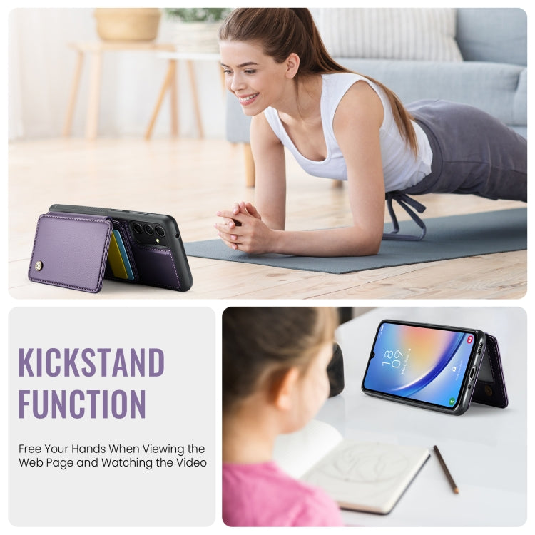 For Samsung Galaxy A34 5G JEEHOOD J05 Business Magnetic Style RFID Leather Phone Case(Purple) - Galaxy Phone Cases by JEEHOOD | Online Shopping UK | buy2fix