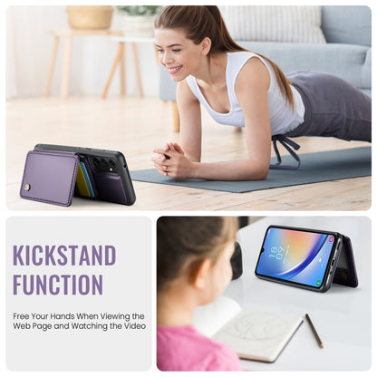 For Samsung Galaxy A34 5G JEEHOOD J05 Business Magnetic Style RFID Leather Phone Case(Purple) - Galaxy Phone Cases by JEEHOOD | Online Shopping UK | buy2fix