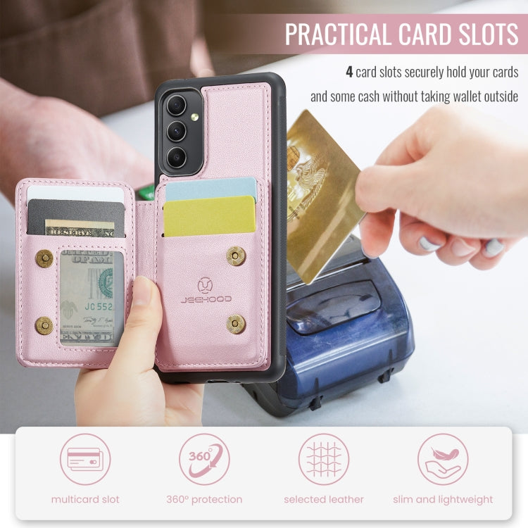 For Samsung Galaxy A34 5G JEEHOOD J05 Business Magnetic Style RFID Leather Phone Case(Pink) - Galaxy Phone Cases by JEEHOOD | Online Shopping UK | buy2fix