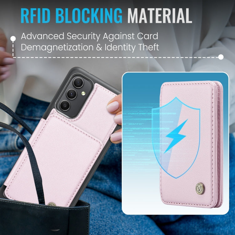 For Samsung Galaxy A34 5G JEEHOOD J05 Business Magnetic Style RFID Leather Phone Case(Pink) - Galaxy Phone Cases by JEEHOOD | Online Shopping UK | buy2fix
