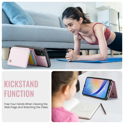 For Samsung Galaxy A34 5G JEEHOOD J05 Business Magnetic Style RFID Leather Phone Case(Pink) - Galaxy Phone Cases by JEEHOOD | Online Shopping UK | buy2fix