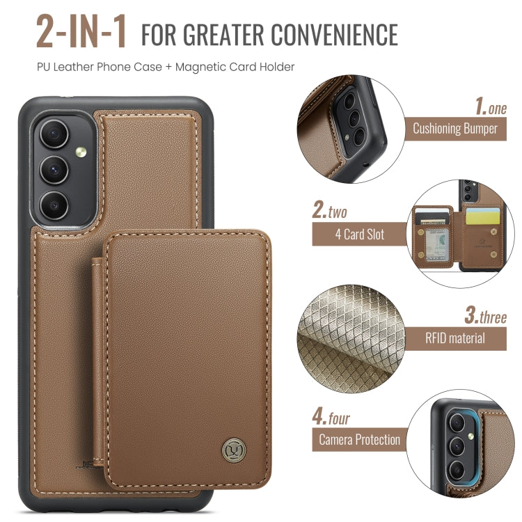 For Samsung Galaxy A34 5G JEEHOOD J05 Business Magnetic Style RFID Leather Phone Case(Brown) - Galaxy Phone Cases by JEEHOOD | Online Shopping UK | buy2fix