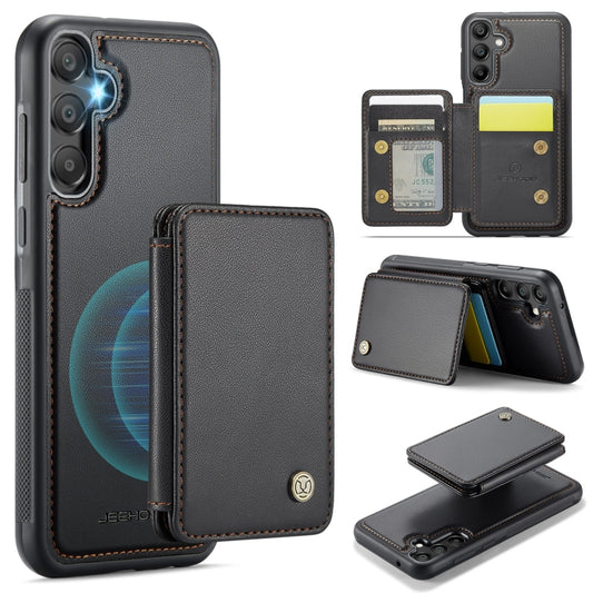 For Samsung Galaxy A35 5G JEEHOOD J05 Business Magnetic Style RFID Leather Phone Case(Black) - Galaxy Phone Cases by JEEHOOD | Online Shopping UK | buy2fix
