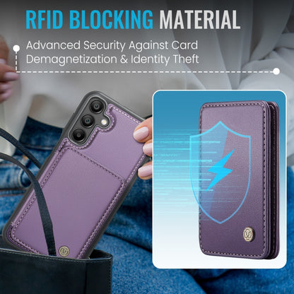 For Samsung Galaxy A35 5G JEEHOOD J05 Business Magnetic Style RFID Leather Phone Case(Purple) - Galaxy Phone Cases by JEEHOOD | Online Shopping UK | buy2fix