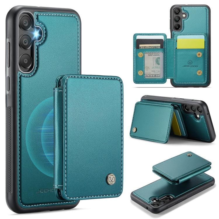 For Samsung Galaxy A35 5G JEEHOOD J05 Business Magnetic Style RFID Leather Phone Case(Blue Green) - Galaxy Phone Cases by JEEHOOD | Online Shopping UK | buy2fix