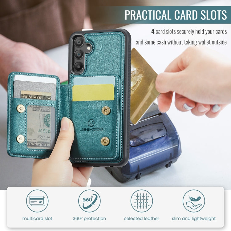 For Samsung Galaxy A35 5G JEEHOOD J05 Business Magnetic Style RFID Leather Phone Case(Blue Green) - Galaxy Phone Cases by JEEHOOD | Online Shopping UK | buy2fix