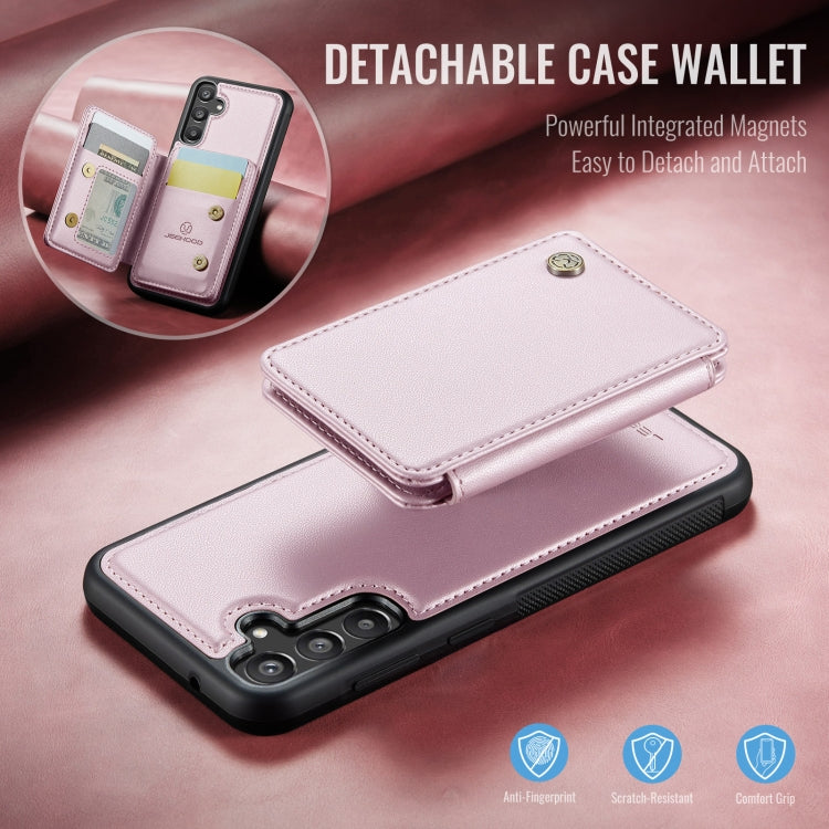 For Samsung Galaxy A35 5G JEEHOOD J05 Business Magnetic Style RFID Leather Phone Case(Pink) - Galaxy Phone Cases by JEEHOOD | Online Shopping UK | buy2fix