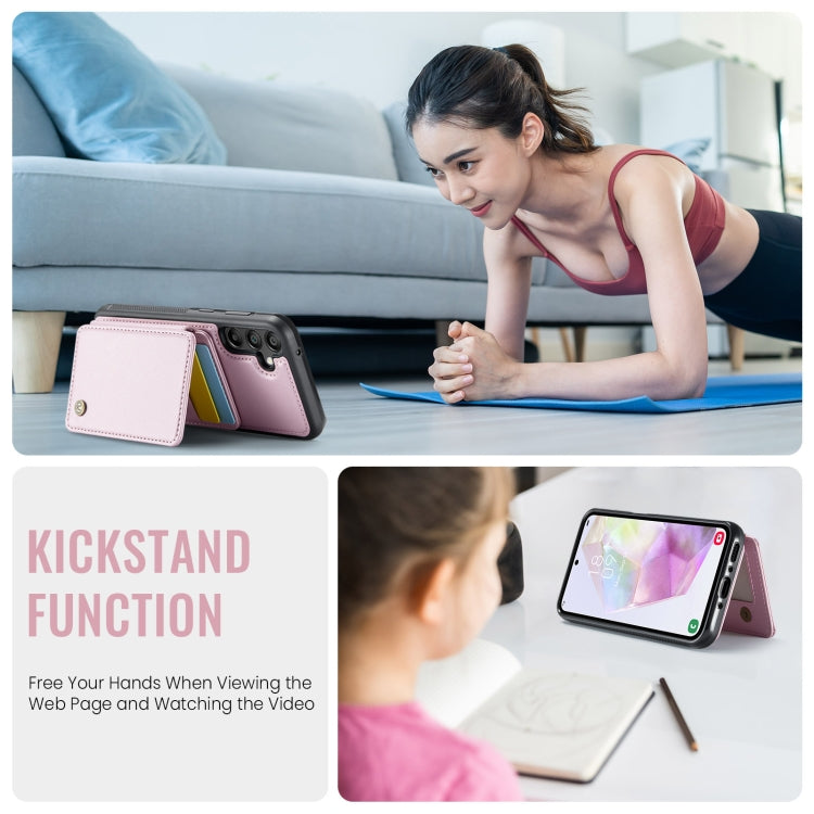 For Samsung Galaxy A35 5G JEEHOOD J05 Business Magnetic Style RFID Leather Phone Case(Pink) - Galaxy Phone Cases by JEEHOOD | Online Shopping UK | buy2fix