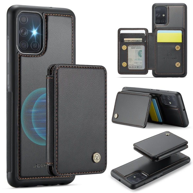 For Samsung Galaxy A51 4G JEEHOOD J05 Business Magnetic Style RFID Leather Phone Case(Black) - Galaxy Phone Cases by JEEHOOD | Online Shopping UK | buy2fix