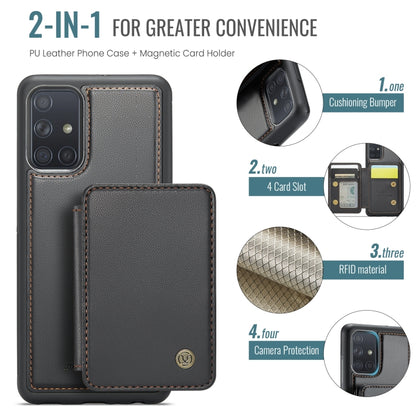 For Samsung Galaxy A51 4G JEEHOOD J05 Business Magnetic Style RFID Leather Phone Case(Black) - Galaxy Phone Cases by JEEHOOD | Online Shopping UK | buy2fix