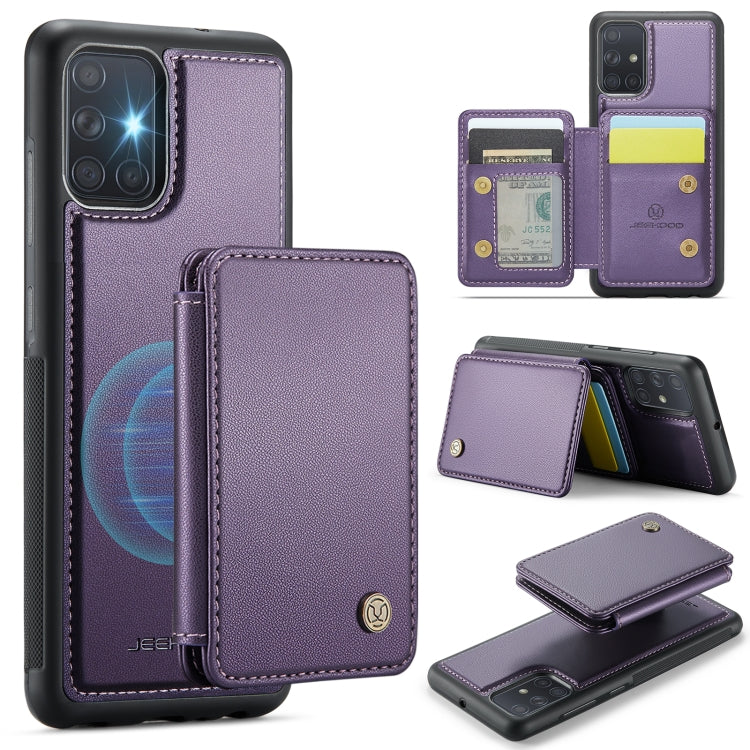 For Samsung Galaxy A51 4G JEEHOOD J05 Business Magnetic Style RFID Leather Phone Case(Purple) - Galaxy Phone Cases by JEEHOOD | Online Shopping UK | buy2fix