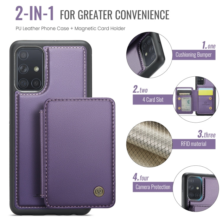 For Samsung Galaxy A51 4G JEEHOOD J05 Business Magnetic Style RFID Leather Phone Case(Purple) - Galaxy Phone Cases by JEEHOOD | Online Shopping UK | buy2fix