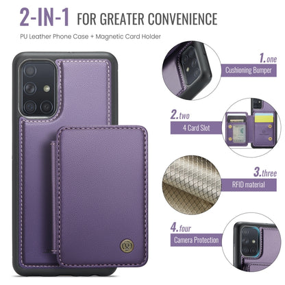 For Samsung Galaxy A51 4G JEEHOOD J05 Business Magnetic Style RFID Leather Phone Case(Purple) - Galaxy Phone Cases by JEEHOOD | Online Shopping UK | buy2fix