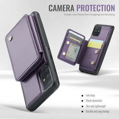 For Samsung Galaxy A51 4G JEEHOOD J05 Business Magnetic Style RFID Leather Phone Case(Purple) - Galaxy Phone Cases by JEEHOOD | Online Shopping UK | buy2fix