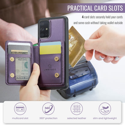 For Samsung Galaxy A51 4G JEEHOOD J05 Business Magnetic Style RFID Leather Phone Case(Purple) - Galaxy Phone Cases by JEEHOOD | Online Shopping UK | buy2fix