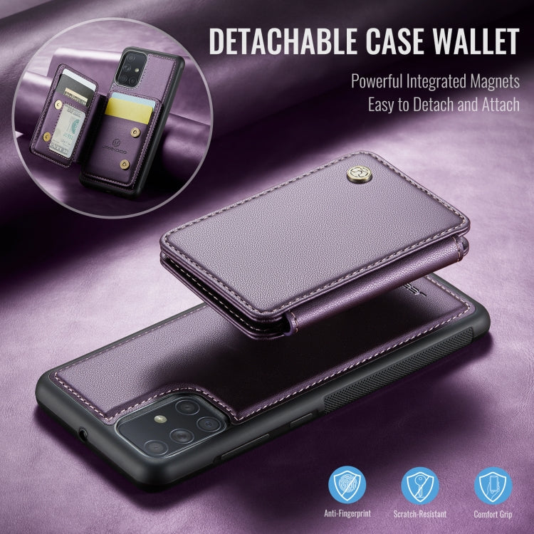 For Samsung Galaxy A51 4G JEEHOOD J05 Business Magnetic Style RFID Leather Phone Case(Purple) - Galaxy Phone Cases by JEEHOOD | Online Shopping UK | buy2fix