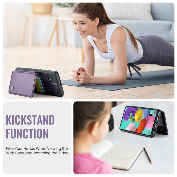 For Samsung Galaxy A51 4G JEEHOOD J05 Business Magnetic Style RFID Leather Phone Case(Purple) - Galaxy Phone Cases by JEEHOOD | Online Shopping UK | buy2fix