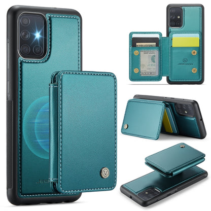 For Samsung Galaxy A51 4G JEEHOOD J05 Business Magnetic Style RFID Leather Phone Case(Blue Green) - Galaxy Phone Cases by JEEHOOD | Online Shopping UK | buy2fix