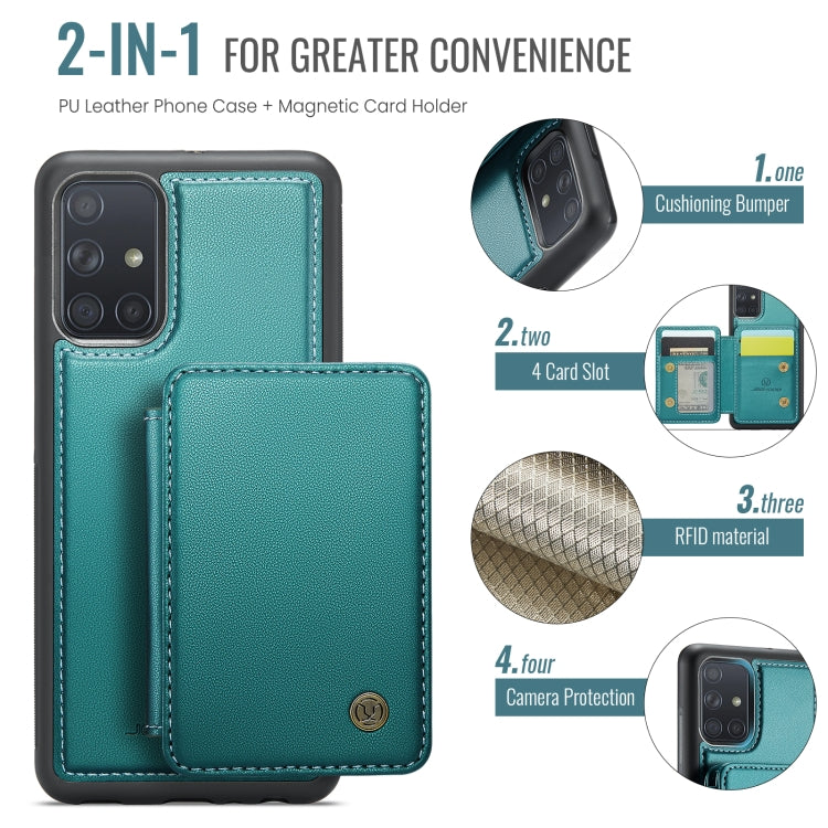 For Samsung Galaxy A51 4G JEEHOOD J05 Business Magnetic Style RFID Leather Phone Case(Blue Green) - Galaxy Phone Cases by JEEHOOD | Online Shopping UK | buy2fix