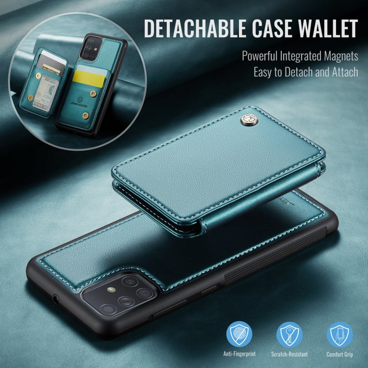 For Samsung Galaxy A51 4G JEEHOOD J05 Business Magnetic Style RFID Leather Phone Case(Blue Green) - Galaxy Phone Cases by JEEHOOD | Online Shopping UK | buy2fix