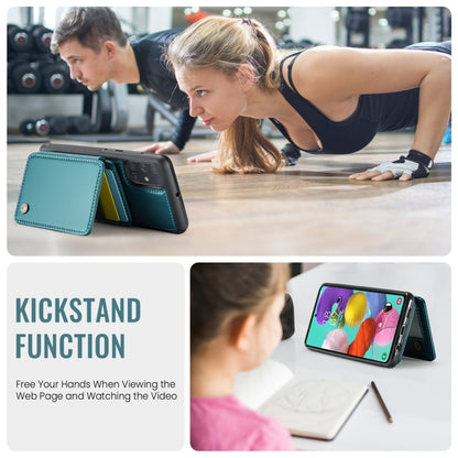 For Samsung Galaxy A51 4G JEEHOOD J05 Business Magnetic Style RFID Leather Phone Case(Blue Green) - Galaxy Phone Cases by JEEHOOD | Online Shopping UK | buy2fix