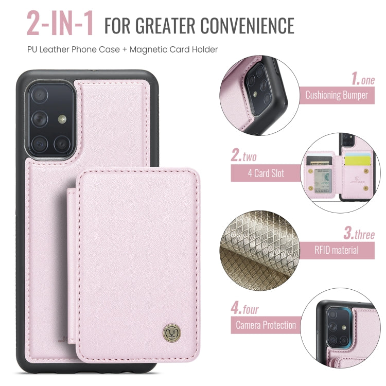 For Samsung Galaxy A51 4G JEEHOOD J05 Business Magnetic Style RFID Leather Phone Case(Pink) - Galaxy Phone Cases by JEEHOOD | Online Shopping UK | buy2fix