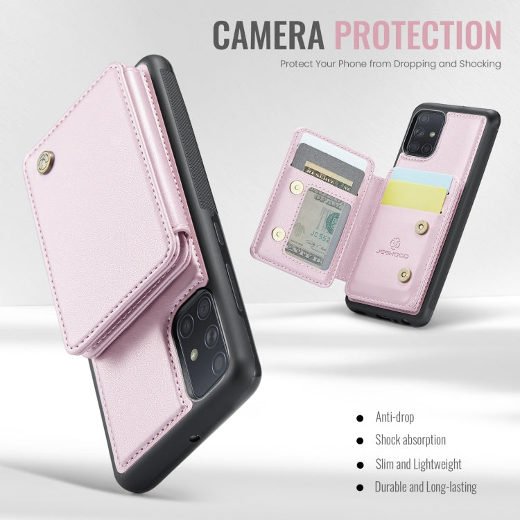 For Samsung Galaxy A51 4G JEEHOOD J05 Business Magnetic Style RFID Leather Phone Case(Pink) - Galaxy Phone Cases by JEEHOOD | Online Shopping UK | buy2fix
