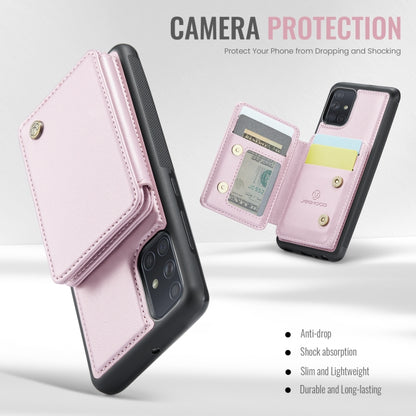 For Samsung Galaxy A51 4G JEEHOOD J05 Business Magnetic Style RFID Leather Phone Case(Pink) - Galaxy Phone Cases by JEEHOOD | Online Shopping UK | buy2fix