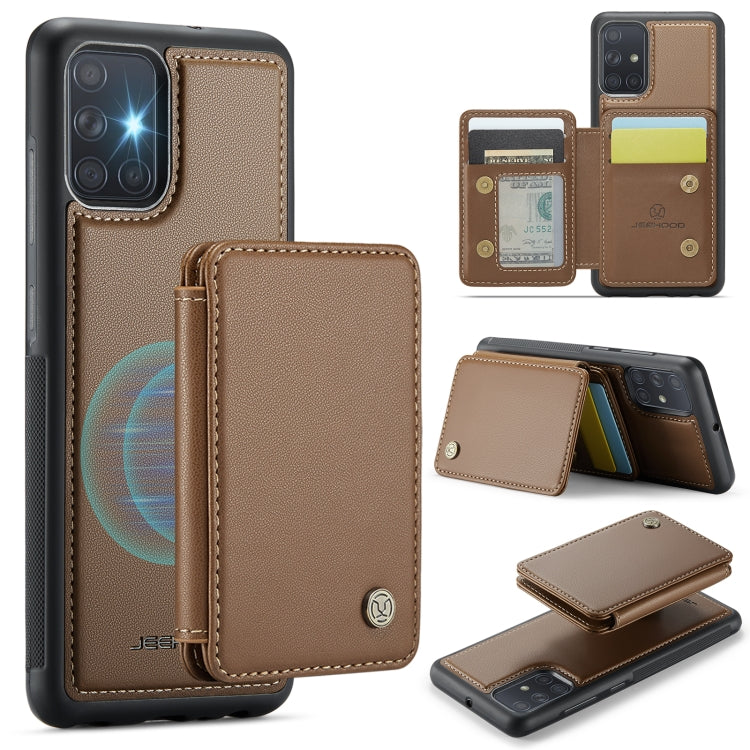 For Samsung Galaxy A51 4G JEEHOOD J05 Business Magnetic Style RFID Leather Phone Case(Brown) - Galaxy Phone Cases by JEEHOOD | Online Shopping UK | buy2fix