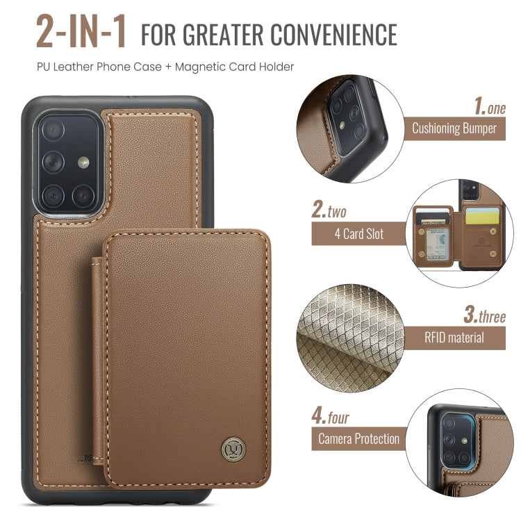 For Samsung Galaxy A51 4G JEEHOOD J05 Business Magnetic Style RFID Leather Phone Case(Brown) - Galaxy Phone Cases by JEEHOOD | Online Shopping UK | buy2fix