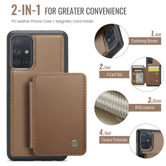 For Samsung Galaxy A51 4G JEEHOOD J05 Business Magnetic Style RFID Leather Phone Case(Brown) - Galaxy Phone Cases by JEEHOOD | Online Shopping UK | buy2fix