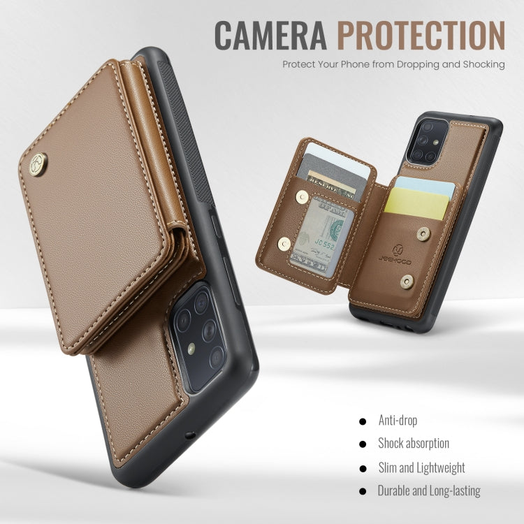 For Samsung Galaxy A51 4G JEEHOOD J05 Business Magnetic Style RFID Leather Phone Case(Brown) - Galaxy Phone Cases by JEEHOOD | Online Shopping UK | buy2fix