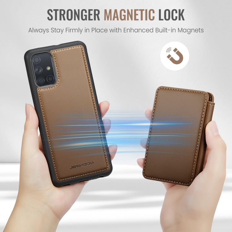 For Samsung Galaxy A51 4G JEEHOOD J05 Business Magnetic Style RFID Leather Phone Case(Brown) - Galaxy Phone Cases by JEEHOOD | Online Shopping UK | buy2fix