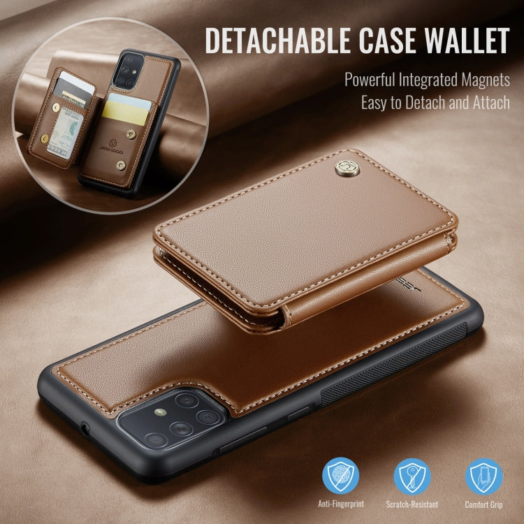 For Samsung Galaxy A51 4G JEEHOOD J05 Business Magnetic Style RFID Leather Phone Case(Brown) - Galaxy Phone Cases by JEEHOOD | Online Shopping UK | buy2fix
