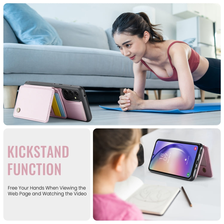 For Samsung Galaxy A54 5G JEEHOOD J05 Business Magnetic Style RFID Leather Phone Case(Pink) - Galaxy Phone Cases by JEEHOOD | Online Shopping UK | buy2fix