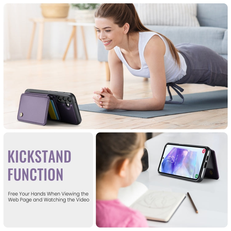 For Samsung Galaxy A55 5G JEEHOOD J05 Business Magnetic Style RFID Leather Phone Case(Purple) - Galaxy Phone Cases by JEEHOOD | Online Shopping UK | buy2fix