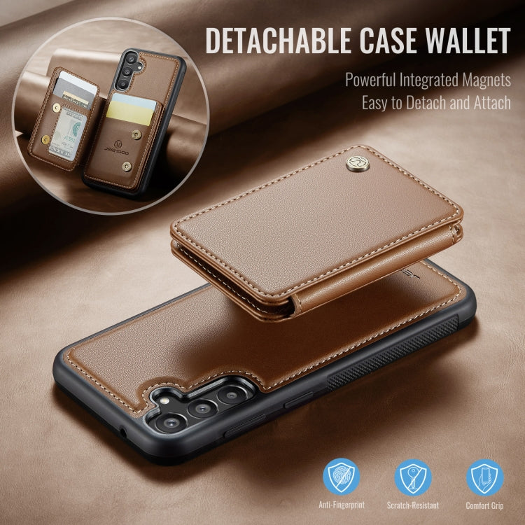 For Samsung Galaxy A55 5G JEEHOOD J05 Business Magnetic Style RFID Leather Phone Case(Brown) - Galaxy Phone Cases by JEEHOOD | Online Shopping UK | buy2fix