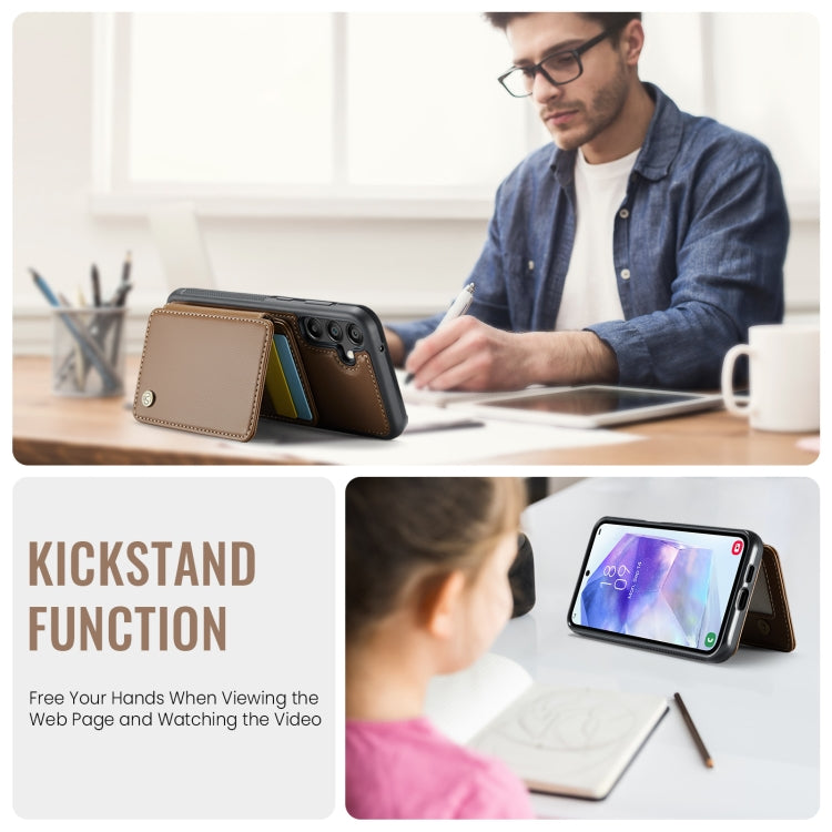 For Samsung Galaxy A55 5G JEEHOOD J05 Business Magnetic Style RFID Leather Phone Case(Brown) - Galaxy Phone Cases by JEEHOOD | Online Shopping UK | buy2fix