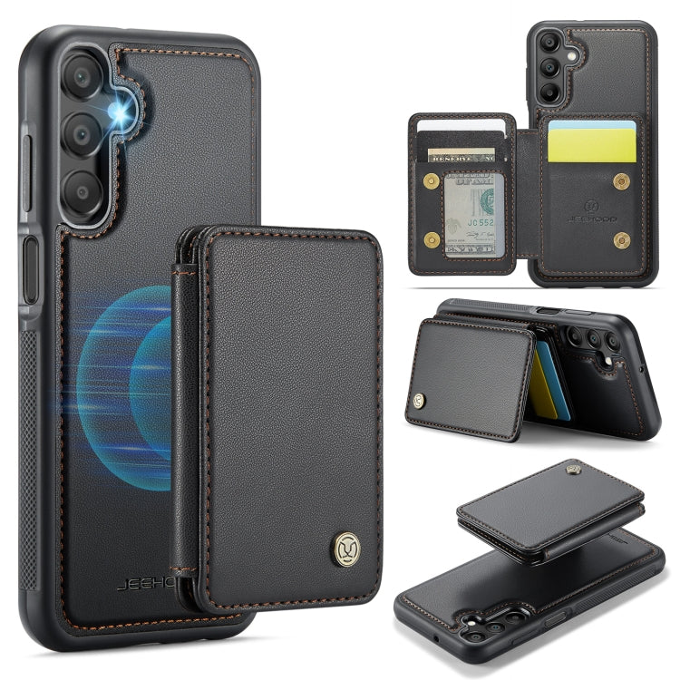 For Samsung Galaxy A16 5G JEEHOOD J05 Business Magnetic Style RFID Leather Phone Case(Black) - Galaxy Phone Cases by JEEHOOD | Online Shopping UK | buy2fix