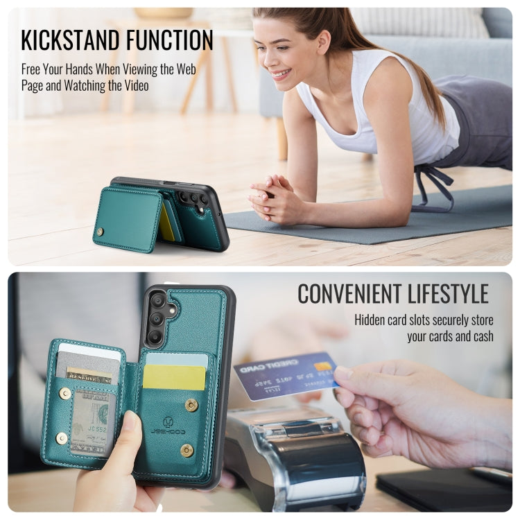 For Samsung Galaxy A16 5G JEEHOOD J05 Business Magnetic Style RFID Leather Phone Case(Blue Green) - Galaxy Phone Cases by JEEHOOD | Online Shopping UK | buy2fix