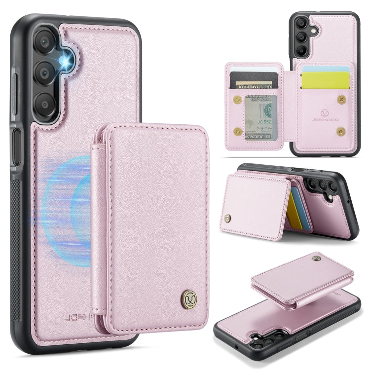 For Samsung Galaxy A16 5G JEEHOOD J05 Business Magnetic Style RFID Leather Phone Case(Pink) - Galaxy Phone Cases by JEEHOOD | Online Shopping UK | buy2fix