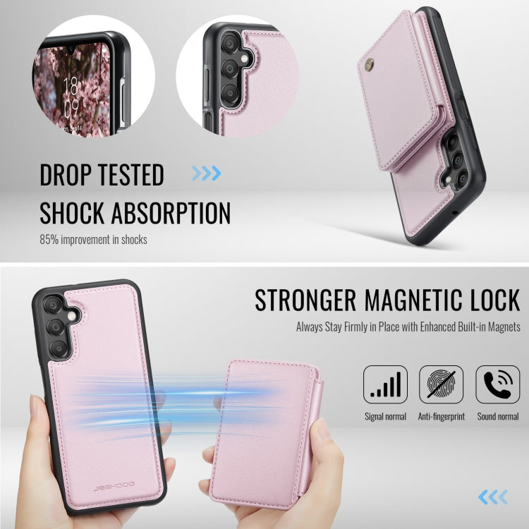 For Samsung Galaxy A16 5G JEEHOOD J05 Business Magnetic Style RFID Leather Phone Case(Pink) - Galaxy Phone Cases by JEEHOOD | Online Shopping UK | buy2fix